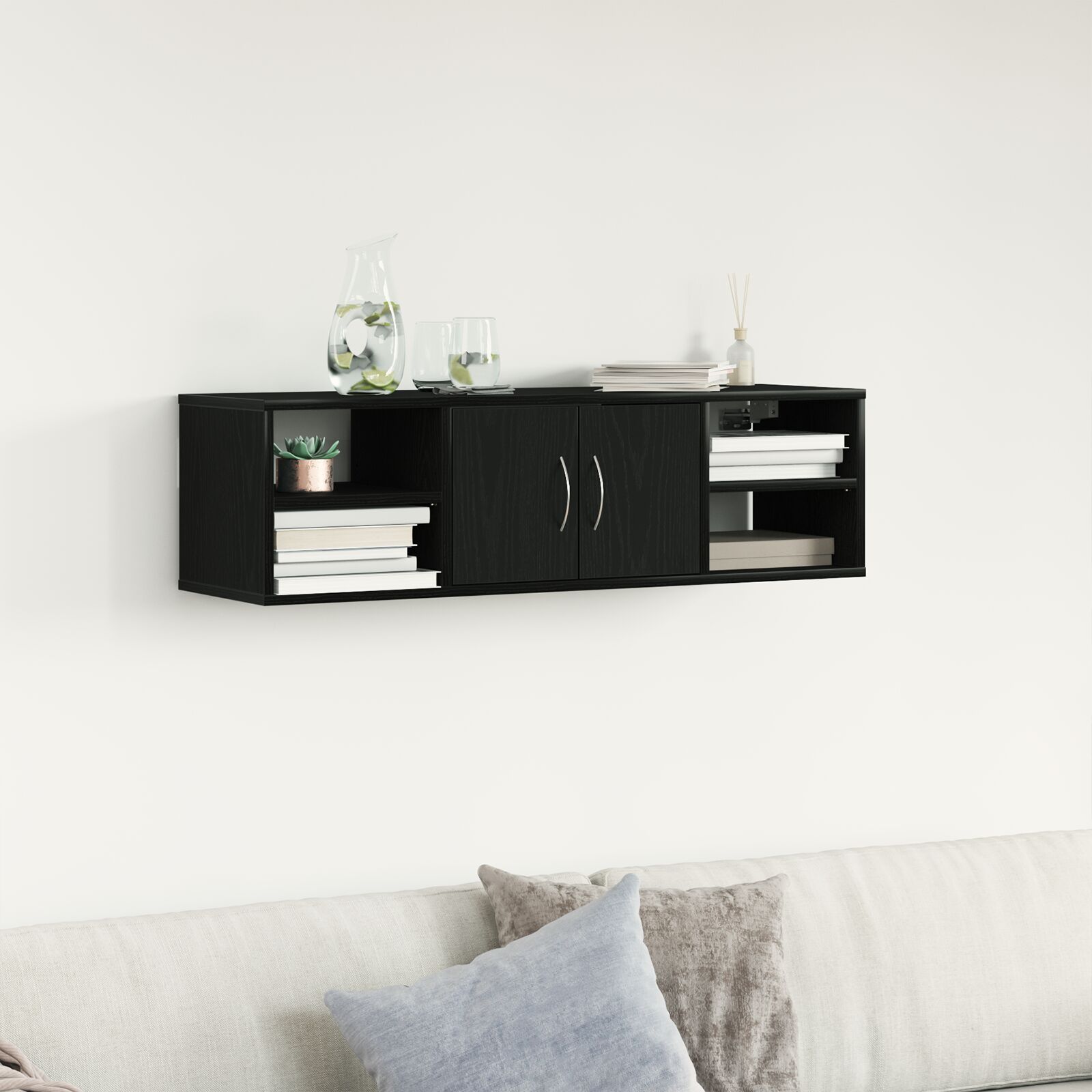 Wandregal Schwarz Eiche 140x41x75 cm Holzwerkstoff
