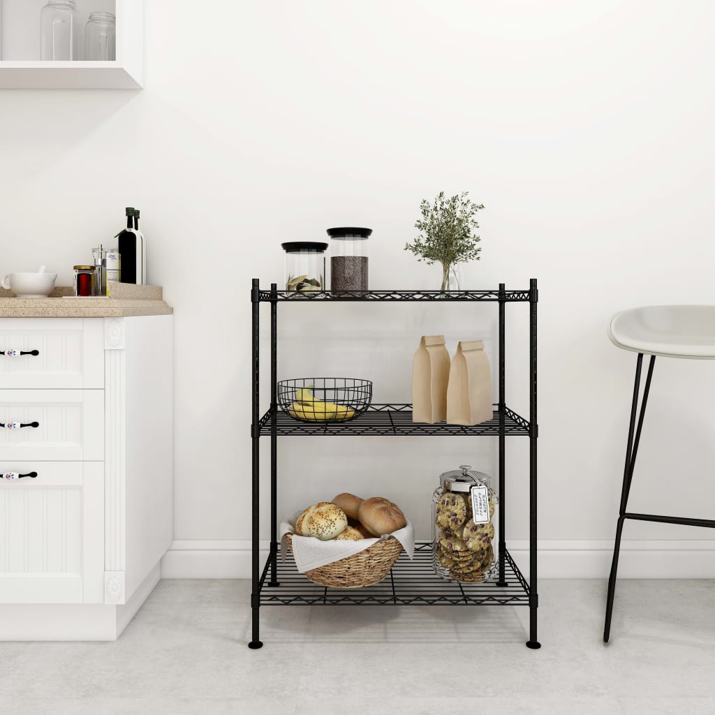 Lagerregal mit 3 Böden 60x35x76 cm Schwarz 150 kg Lagerregal mit 3 Böden 60x35x76 cm Schwarz 150 kg