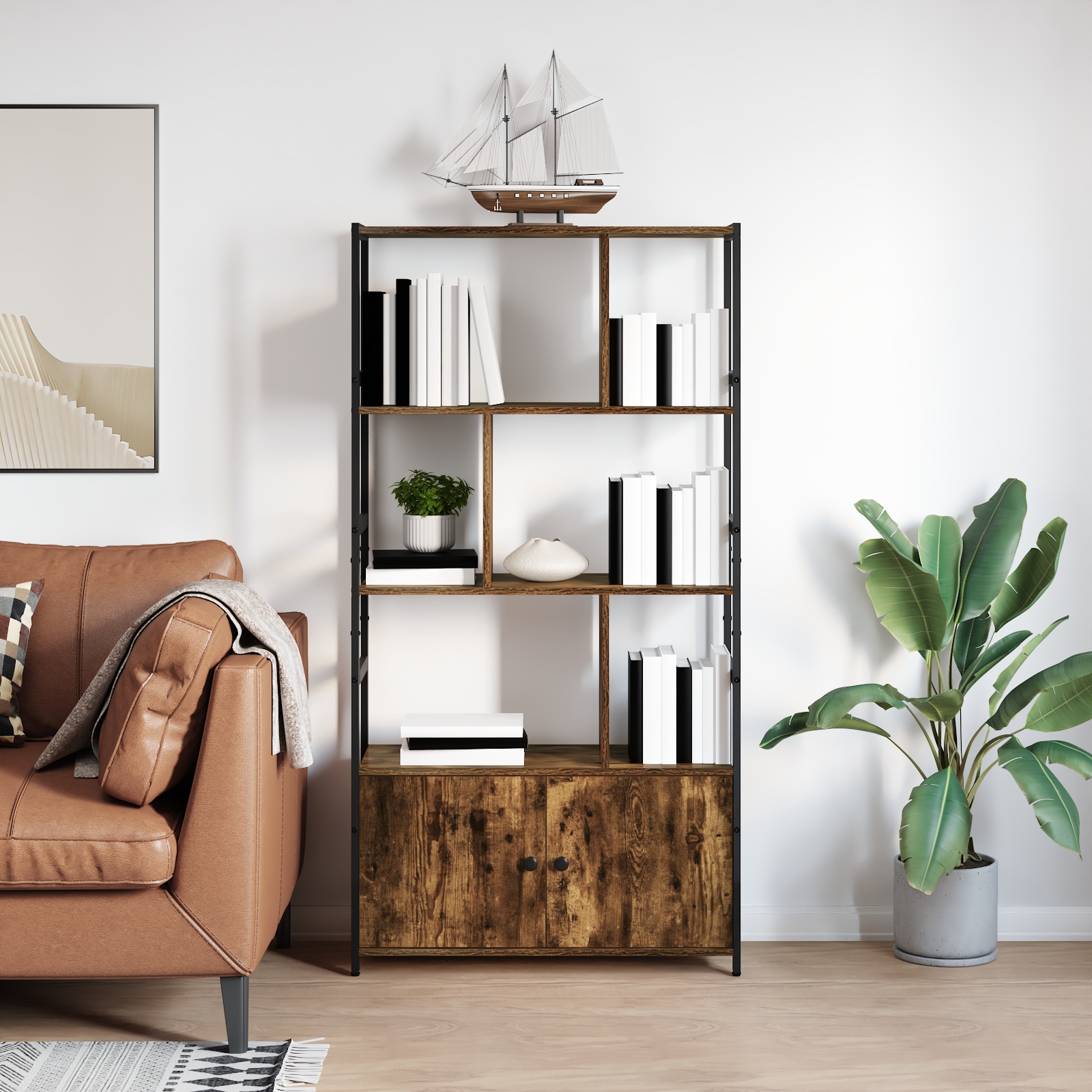Regal Rauch-Eiche 80 x 30 x 155,5 cm Holzwerkstoff