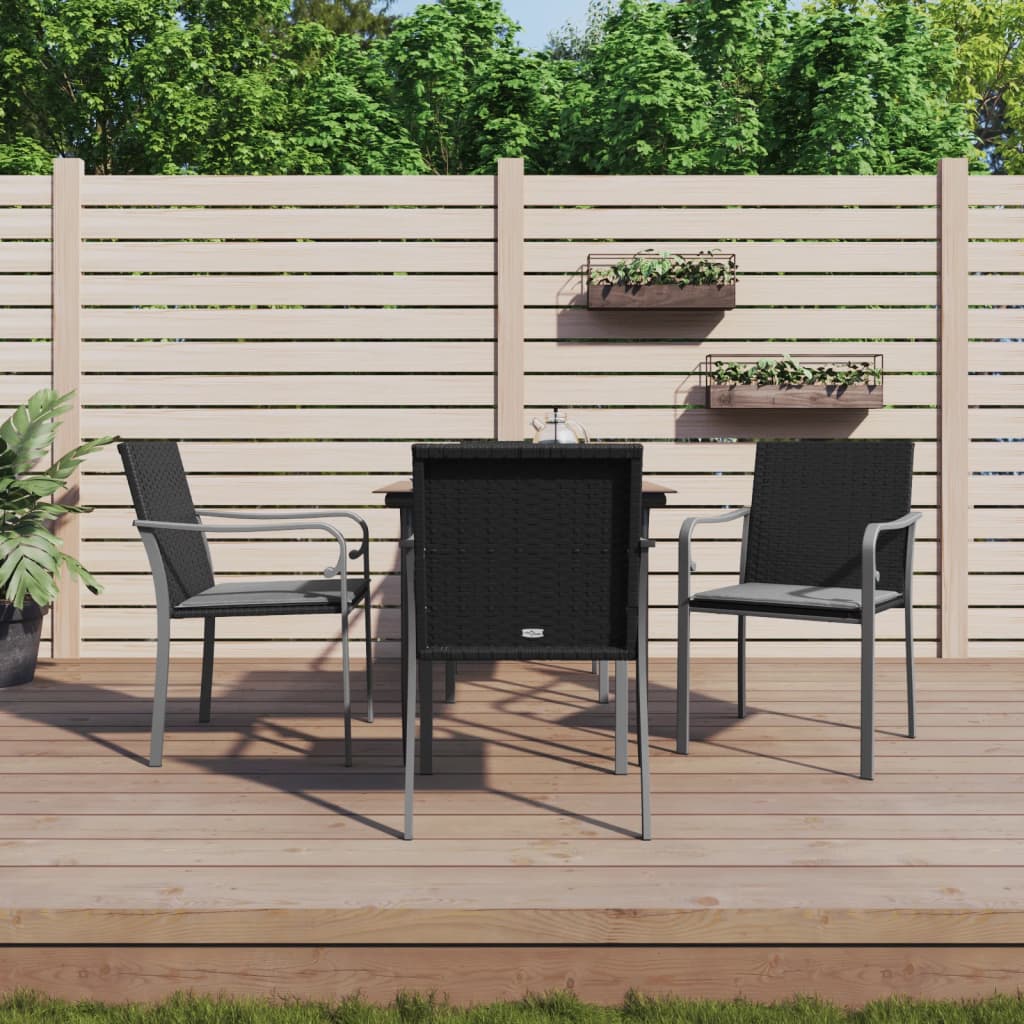 5-tlg. Garten-Essgruppe mit Kissen Poly Rattan und Stahl 5-tlg. Garten-Essgruppe mit Kissen Poly Rattan und Stahl