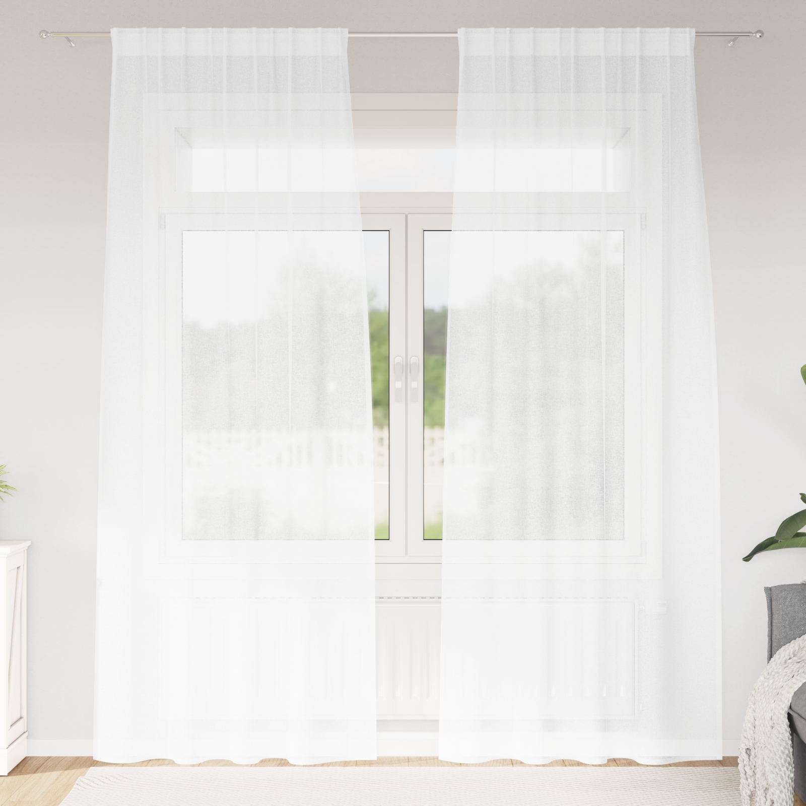Vorhänge mit Vorhängen 2 pcs Weiß 140 x 225 cm Polyester