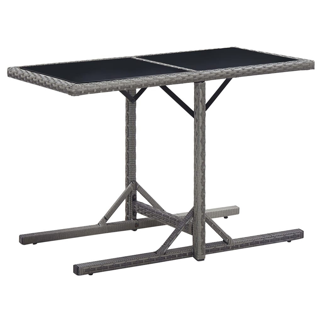 Gartentisch Anthrazit 110×53×72 cm Glas und Poly Rattan