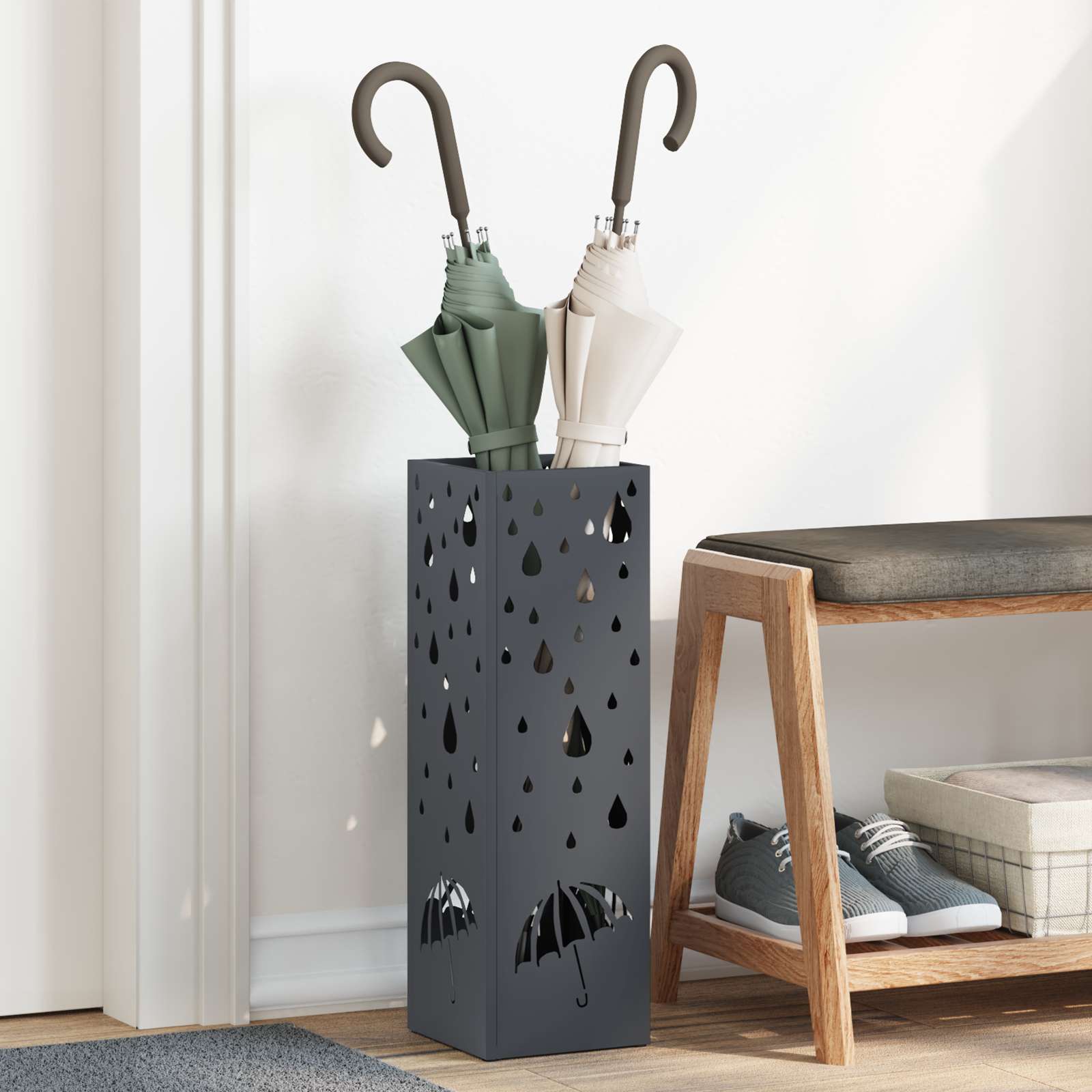 Regenschirmständer Anthrazit Metall Standard Dekorative Intarsien