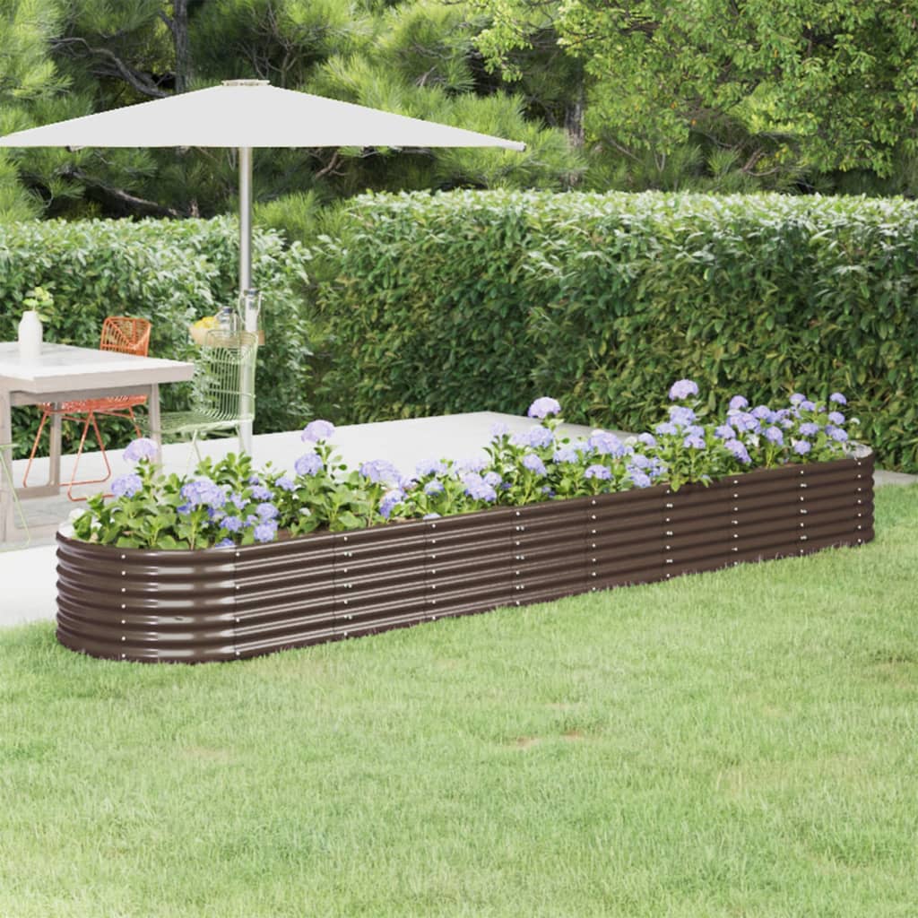 Hochbeet Pulverbeschichteter Stahl 368x80x36 cm Braun Hochbeet Pulverbeschichteter Stahl 368x80x36 cm Braun