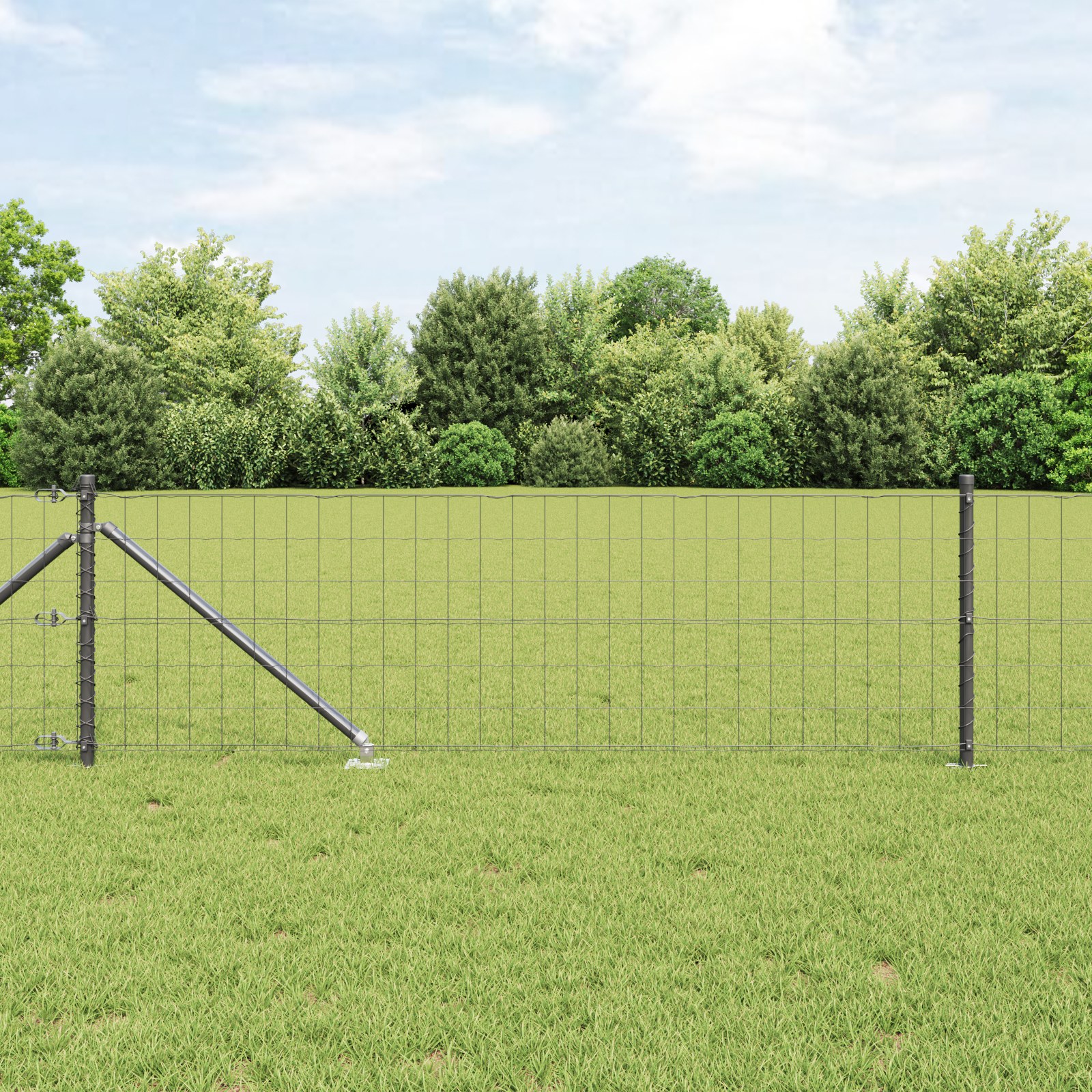 Euro Zaun mit 13 Spike-Posts 0.8x25 m feuerverzinkter Stahl Grau