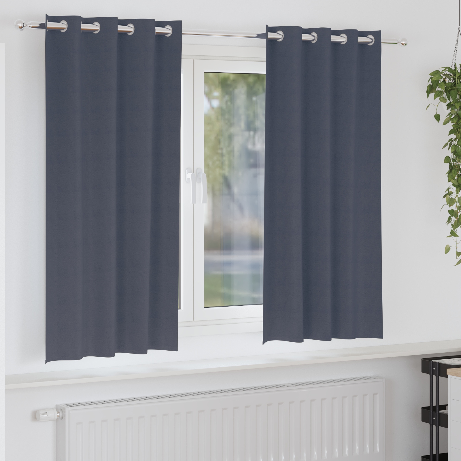 Vorhänge mit Vorhängen 2 pcs Anthrazit 175 x 140 cm Polyester