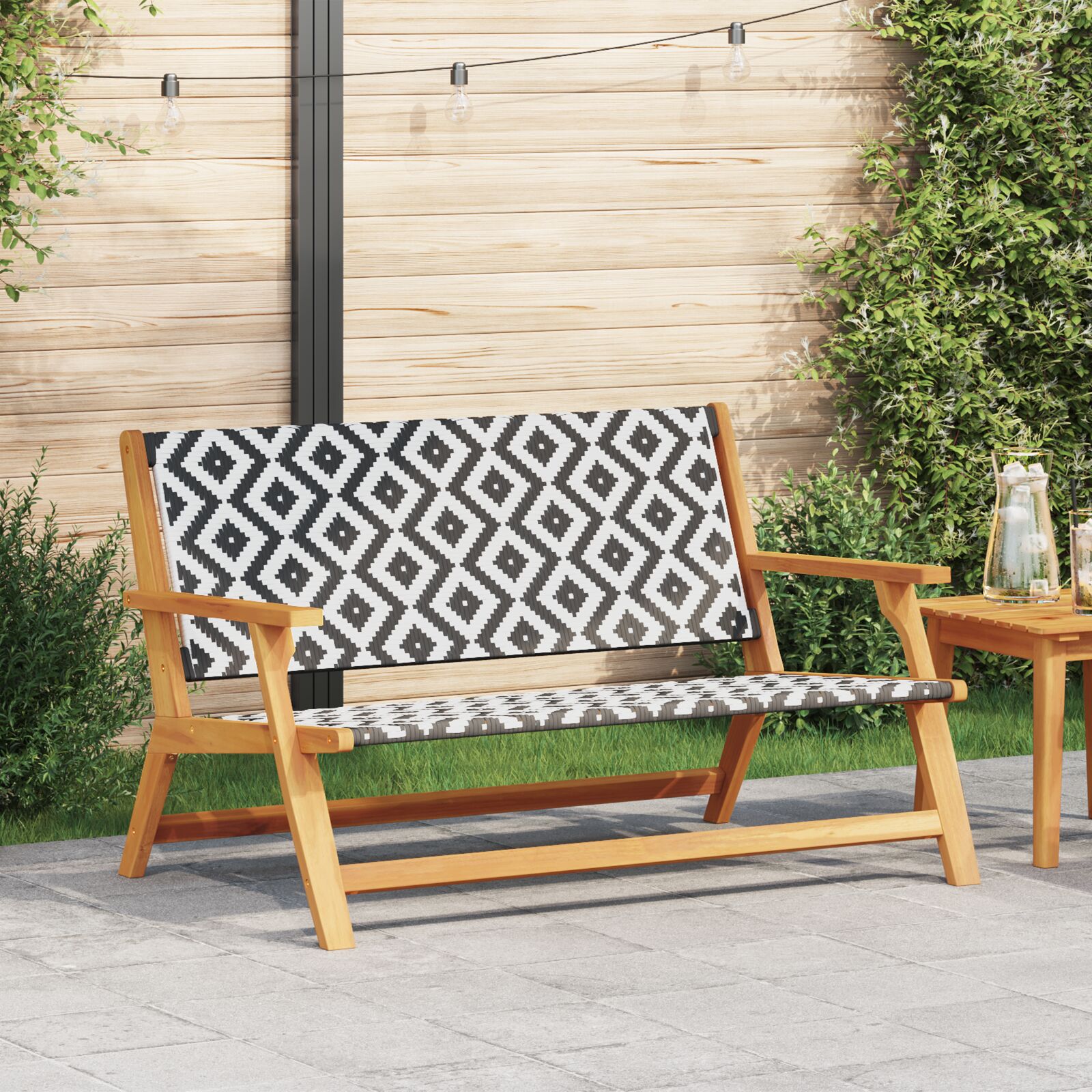vidaXL Gartenbank Schwarz und Weiß 122x76x73,5 cm Massivholz Akazie vidaXL Gartenbank Schwarz und Weiß 122x76x73,5 cm Massivholz Akazie