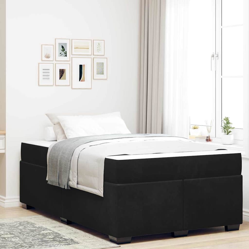 Bettgestell mit Matratze Sonstiges Schwarz 120 x 190 cm Samt