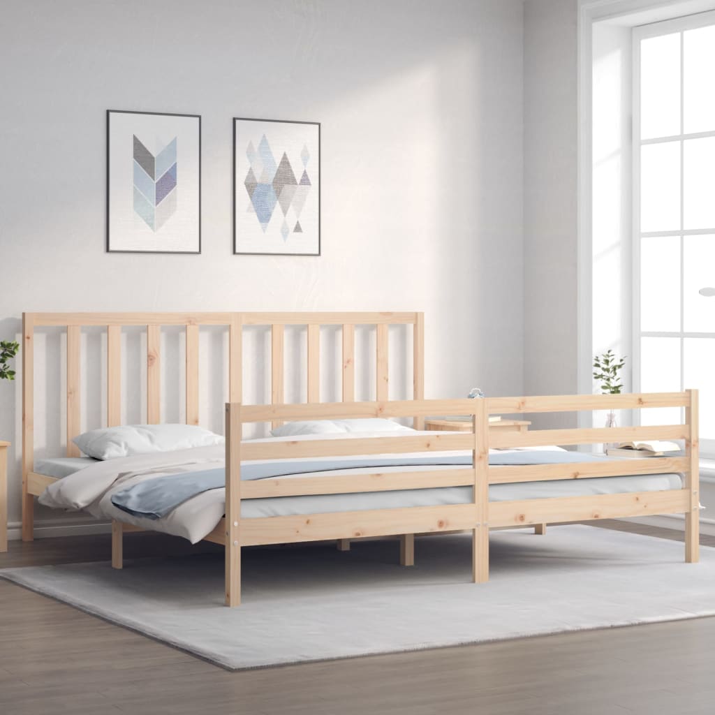 Massivholzbett mit Kopfteil 200x200 cm