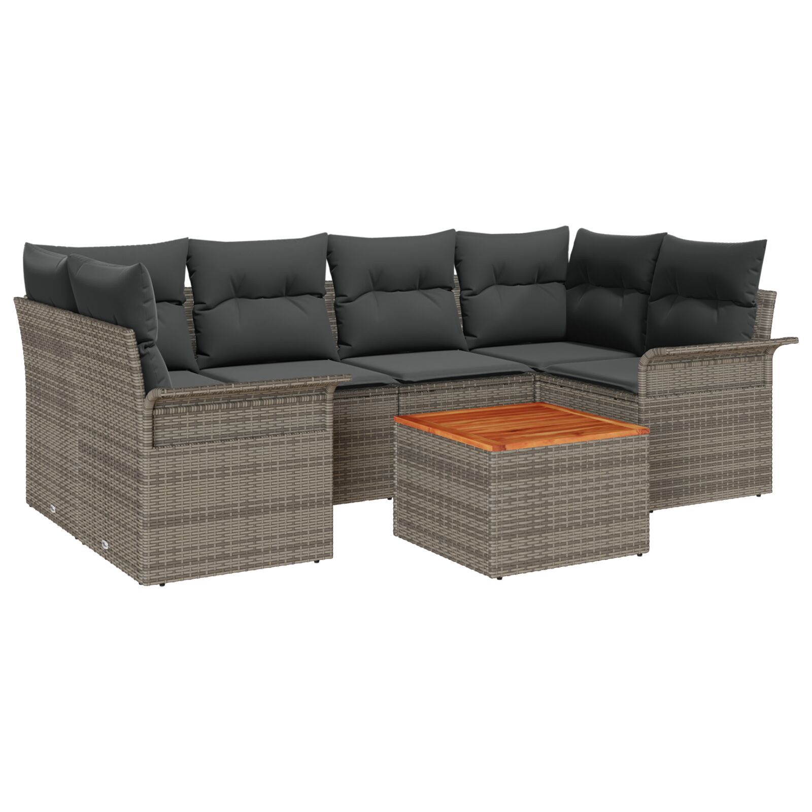 7-teiliges Garten Sofa Set mit Kissen Grau Poly Rattan Akazie, 2-Sitzer Garten Sofa mit Stauraum & Kissen Grau Poly Rattan 7-teiliges Garten Sofa Set mit Kissen Grau Poly Rattan Akazie, 2-Sitzer Garten Sofa mit Stauraum & Kissen Grau Poly Rattan