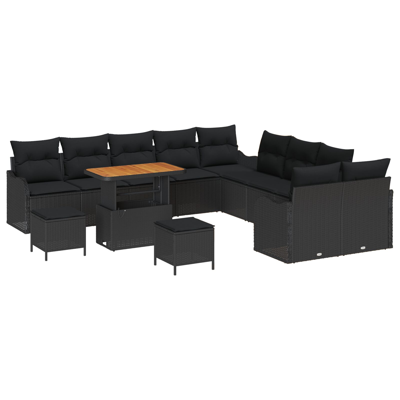 13-teilige Garten-Sofa-Set mit Kissen Schwarz Poly-Rattan, 2-Sitzer Garten-Sofa mit Kissen Schwarz Poly-Rattan, 3-teiliges Garten-Ess-Set mit Kissen Schwarz Poly-Rattan 13-teilige Garten-Sofa-Set mit Kissen Schwarz Poly-Rattan, 2-Sitzer Garten-Sofa mit Kissen Schwarz Poly-Rattan, 3-teiliges Garten-Ess-Set mit Kissen Schwarz Poly-Rattan