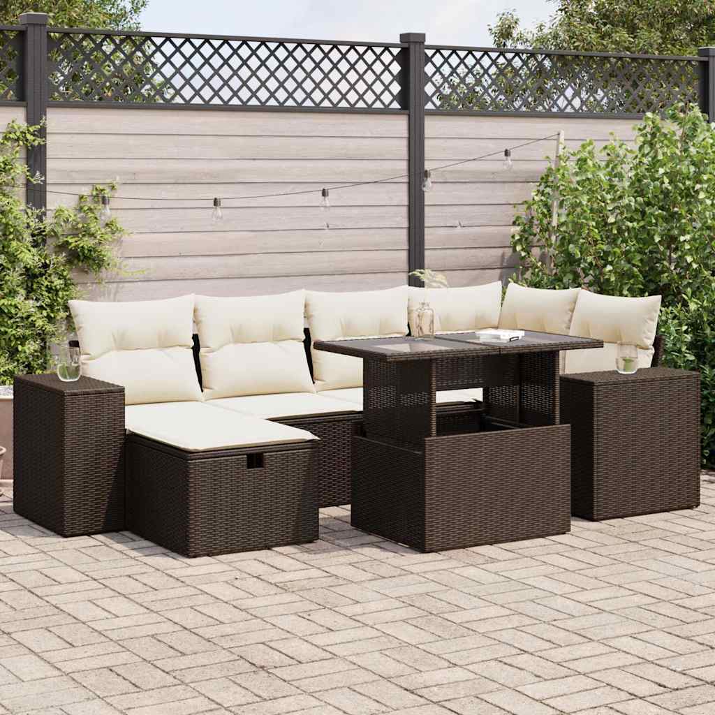 8-tlg. Garten-Sofagarnitur mit Kissen Braun Poly Rattan 8-tlg. Garten-Sofagarnitur mit Kissen Braun Poly Rattan
