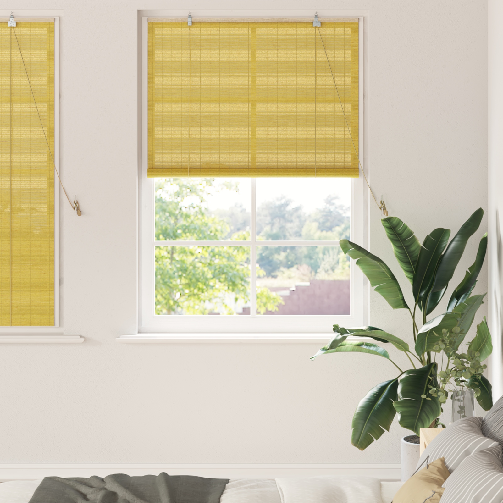 Fensterjalousien und -schattierungen Gelb 100 x 160 cm Bambus