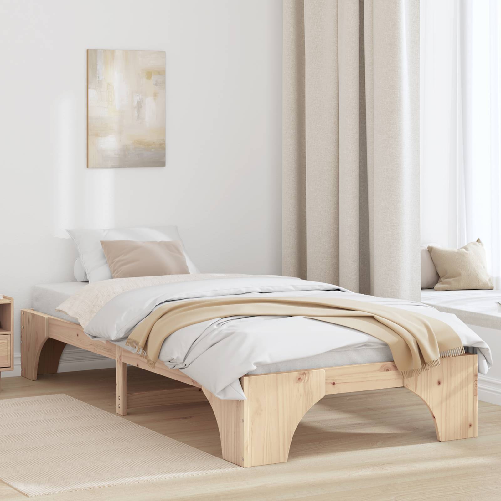 Bettgestell Natur Kiefernholz 90 x 190 cm