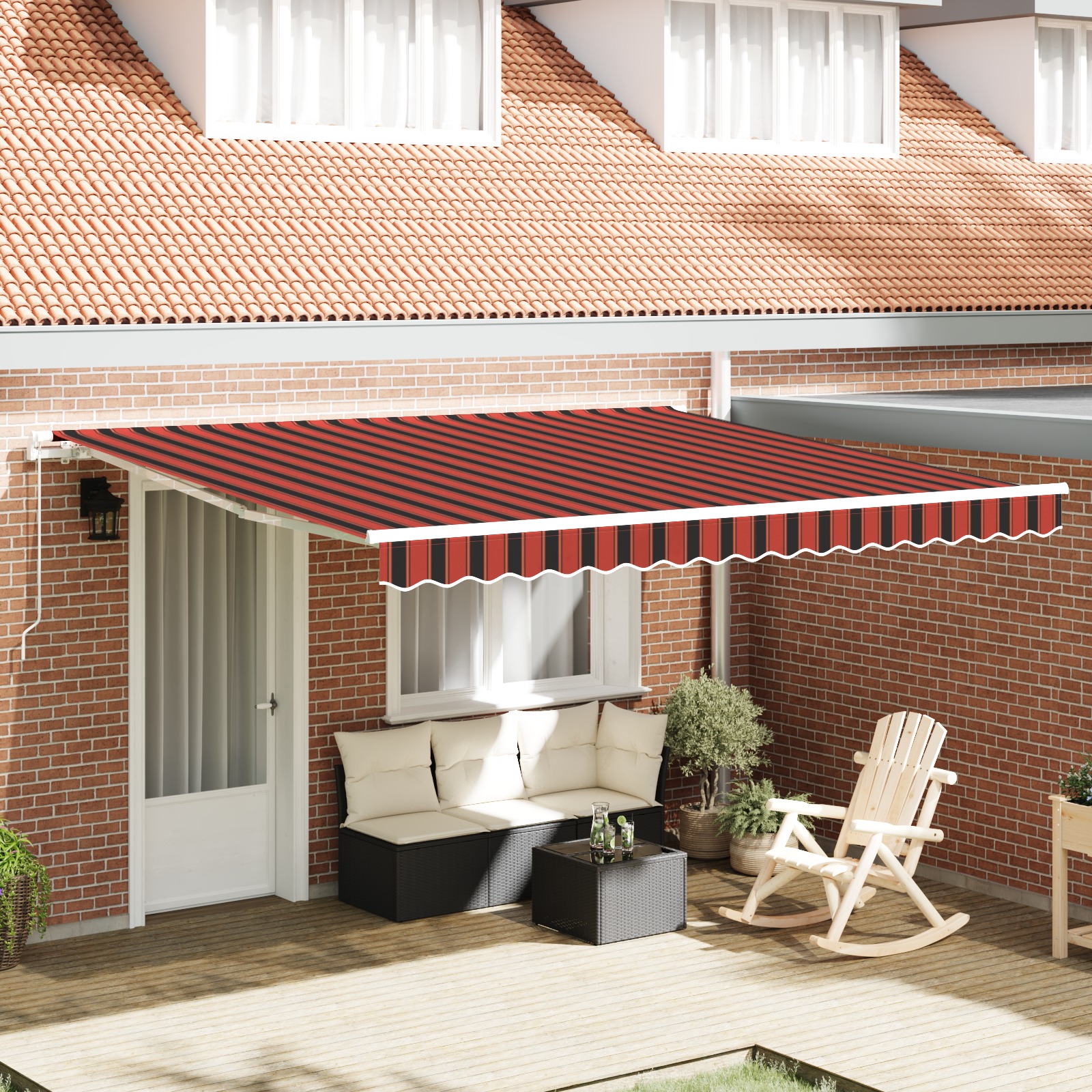 Einziehbare Markise Orange und Braun 400 x 300 cm Stoff