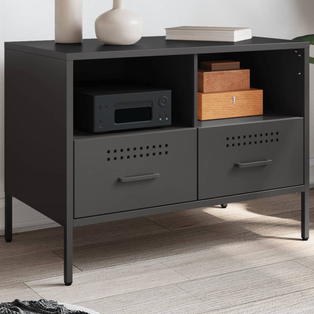 TV-Schrank Schwarz 68x39x50,5 cm Kaltgewalzter Stahl
