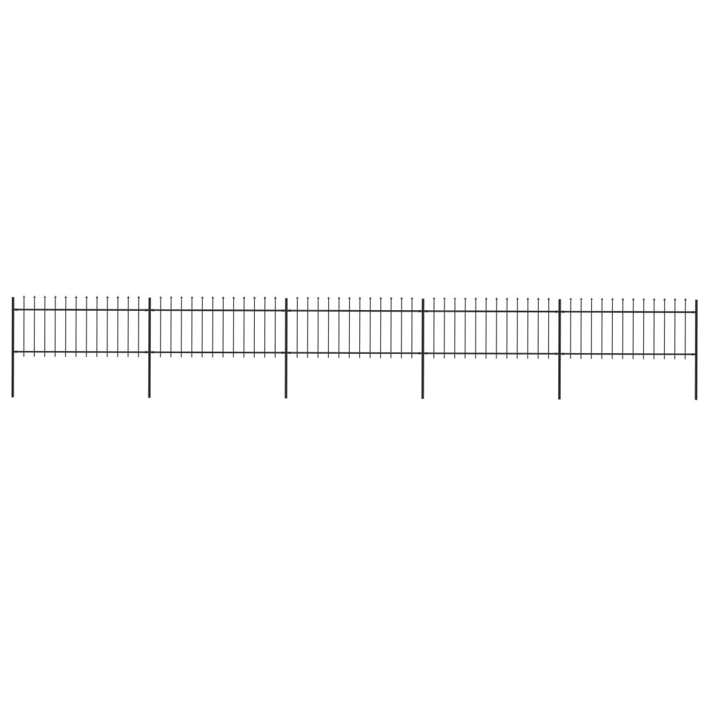 Gartenzaun mit Speerspitzen Stahl 8,5 x 0,8 m Schwarz