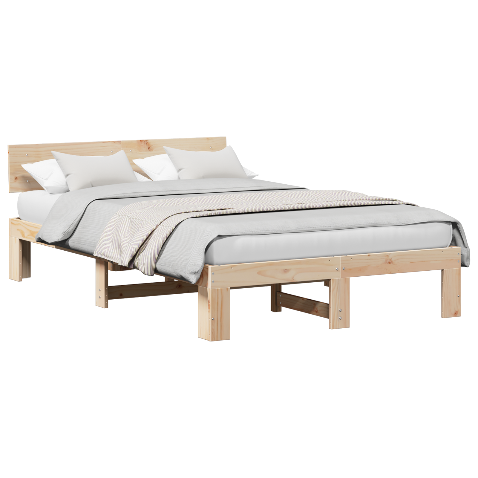 Bettgestell mit Kopfteil 140x190 cm Massivholz Kiefer