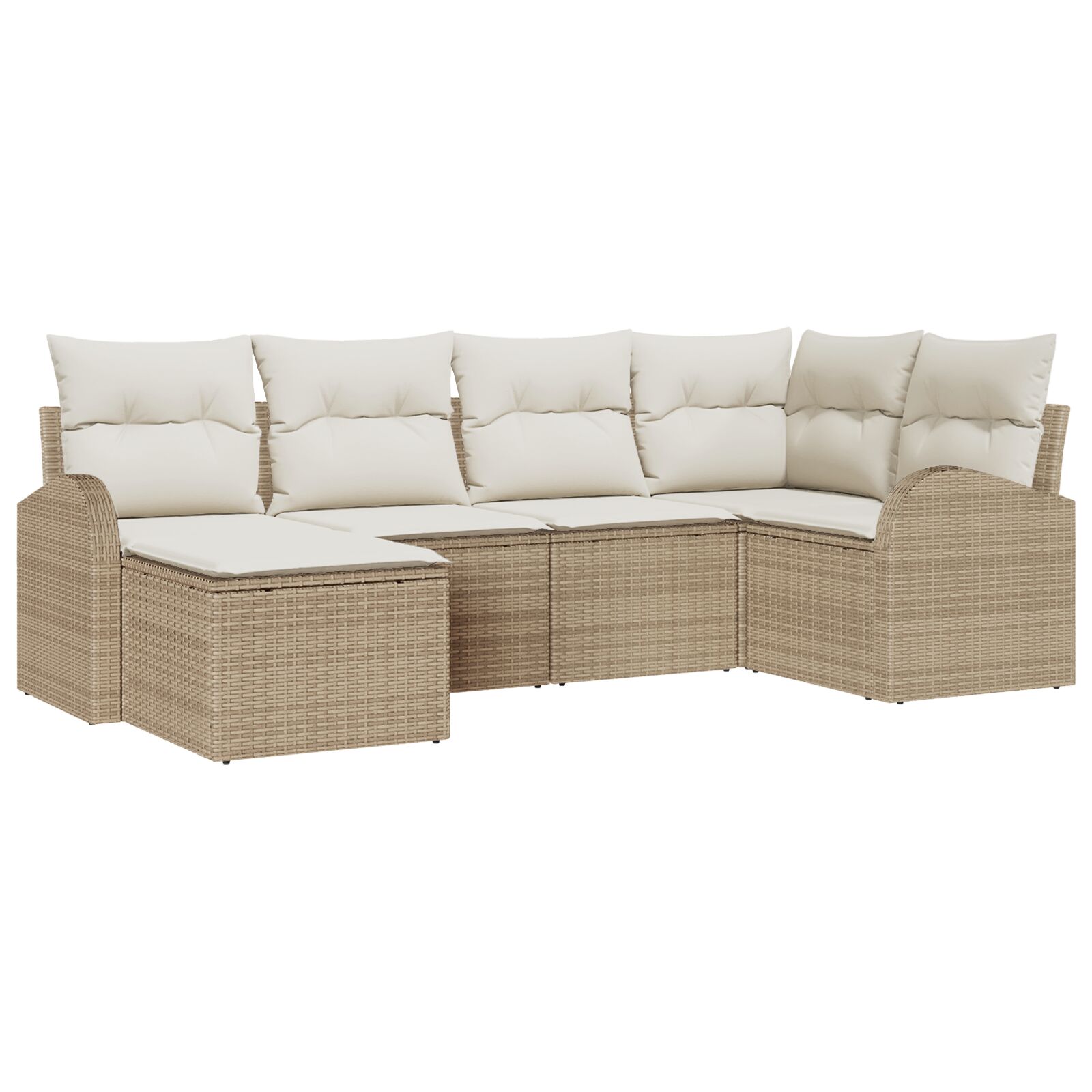 6-teiliges Garten Sofaset mit Kissen Beige Poly Rattan, 2-Sitzer Garten Sofa mit Stauraum & Kissen Beige Poly Rattan 6-teiliges Garten Sofaset mit Kissen Beige Poly Rattan, 2-Sitzer Garten Sofa mit Stauraum & Kissen Beige Poly Rattan