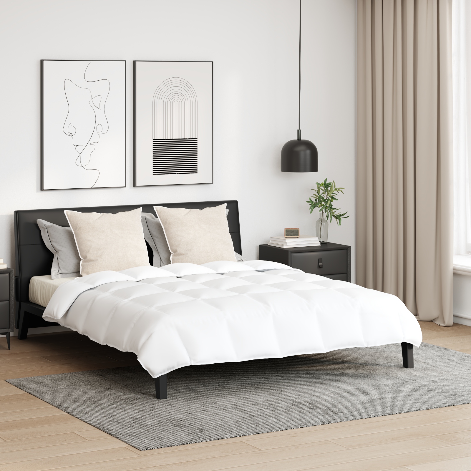 Bettdecke Sonstiges mit Kissen 3 pcs Weiß 200 x 220 cm Daunen