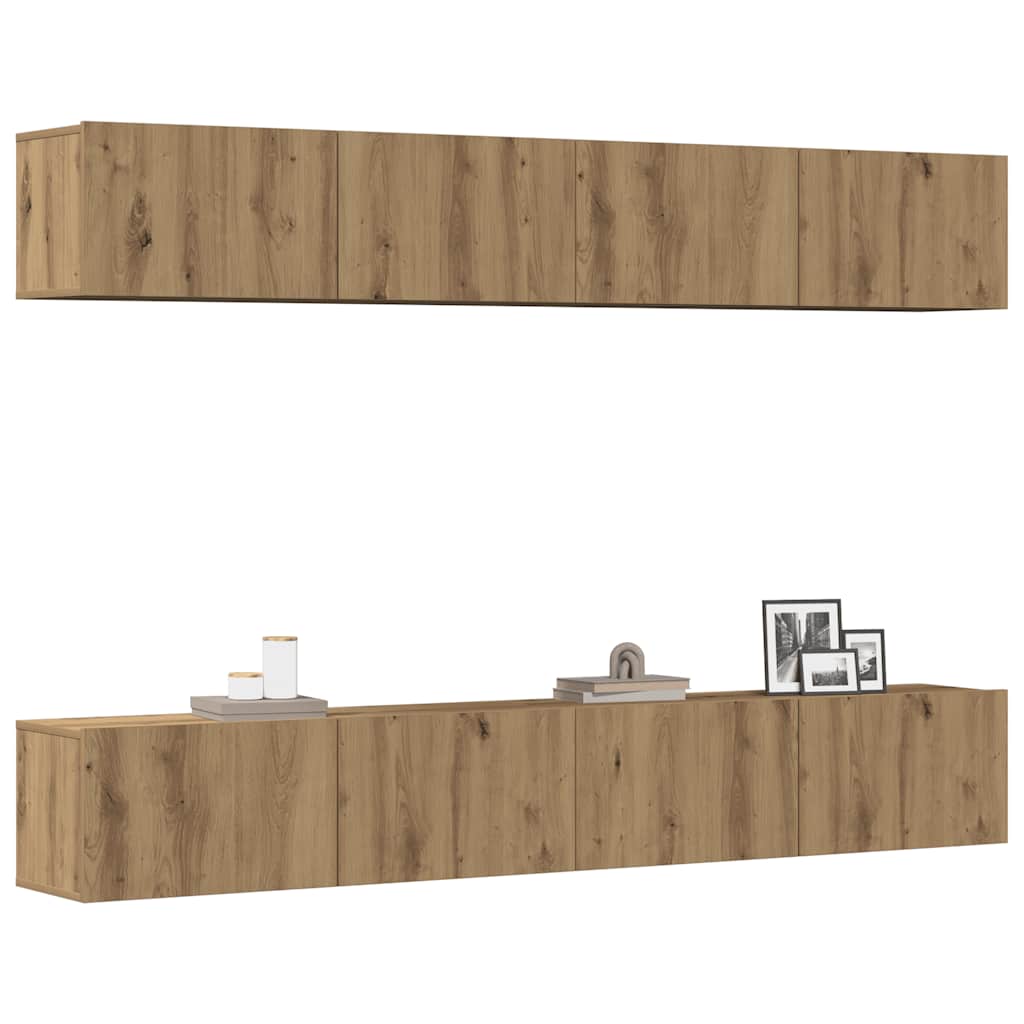 4-teiliges TV-Wandschrank-Set Artisan Oak 100x30x30 cm