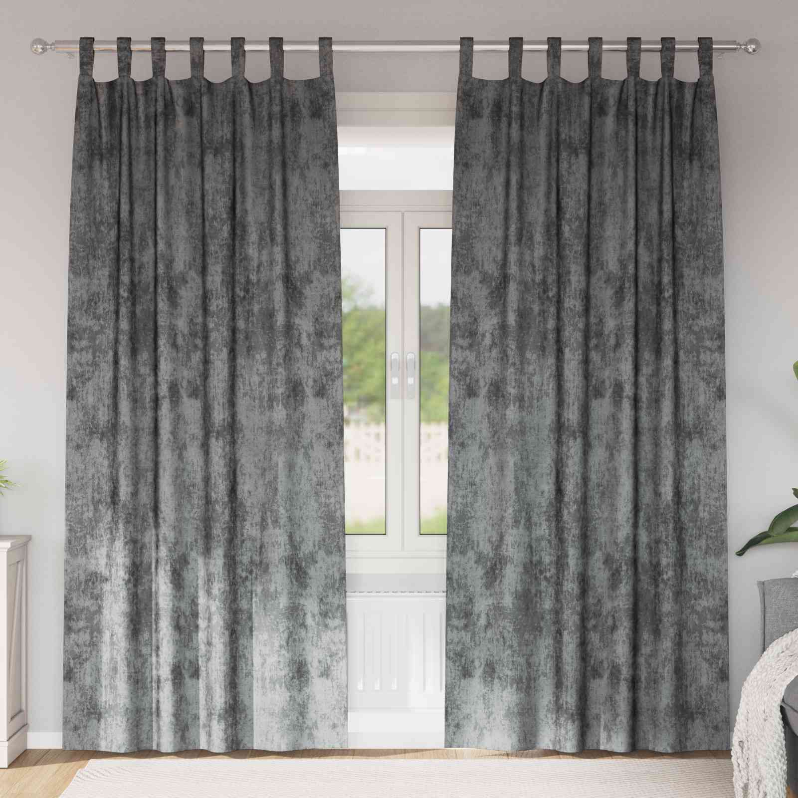 Samtvorhänge 2 Stück mit Ösen Grau 245x140 cm