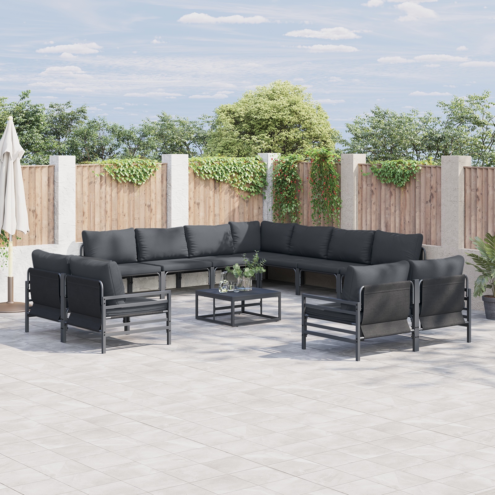 Garten-Sofa-Set 12 pcs Anthrazit Stahl Garten-Sofa-Set 12 pcs Anthrazit Stahl