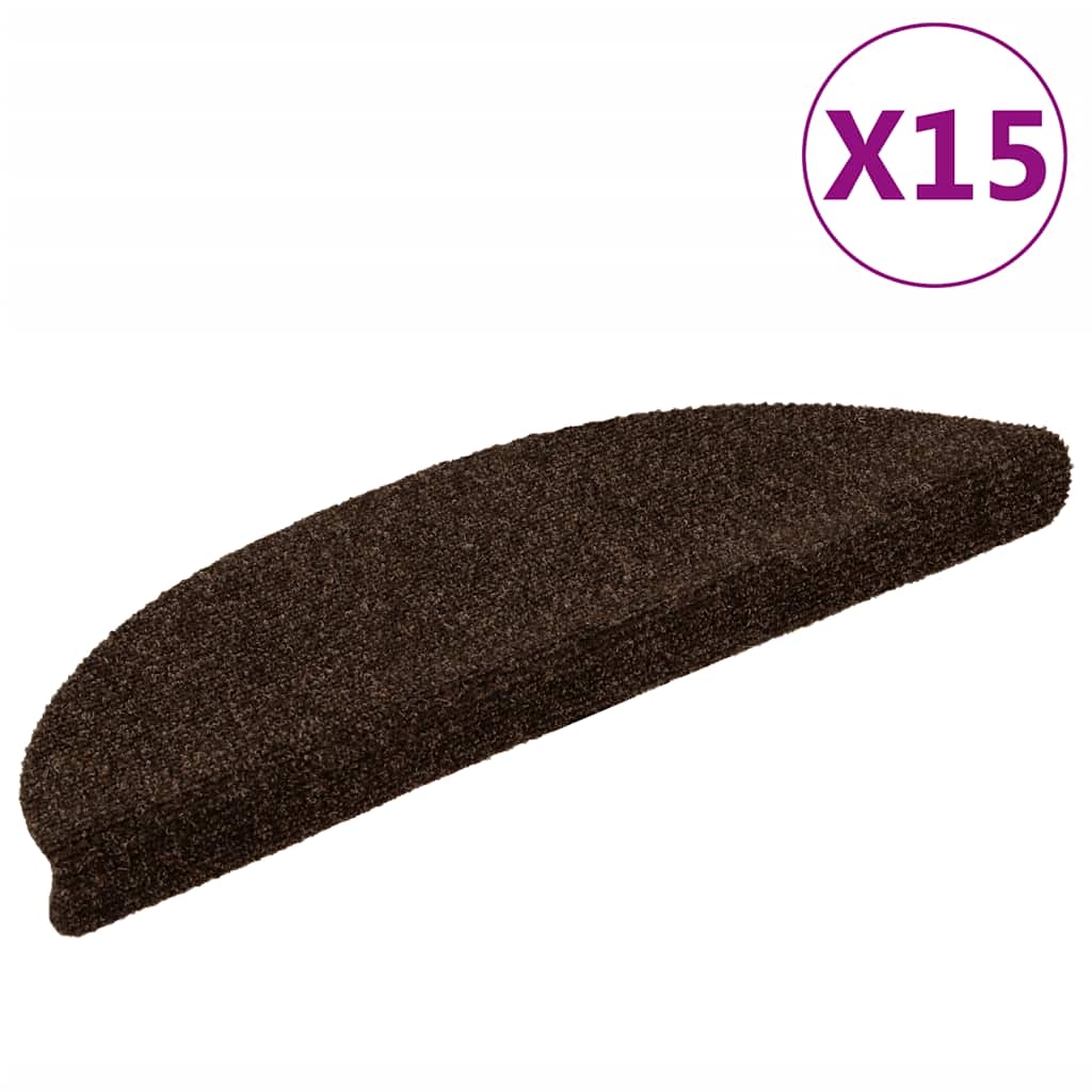 Treppenmatten Selbstklebend 15 Stk. Braun 56x17x3cm Nadelvlies