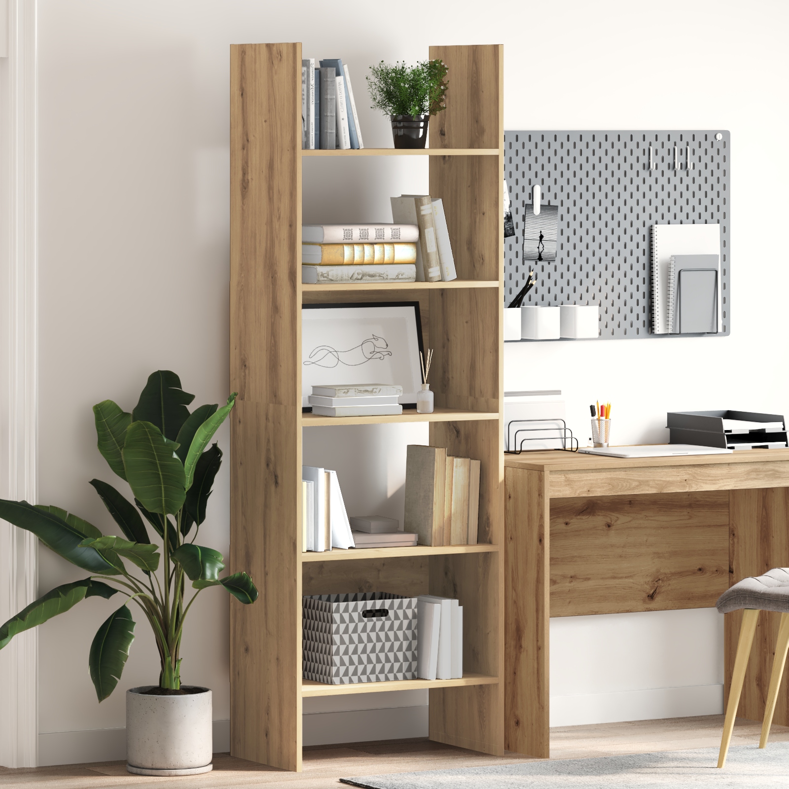 Bücherregal Eiche handwerklich 60 x 35 x 180 cm Holzwerkstoff