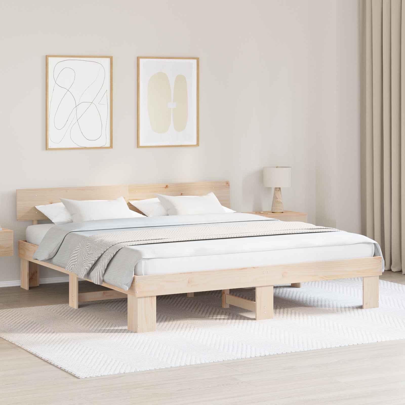 Bettgestell mit Kopfteil Braun 180 x 200 cm Massivkiefer