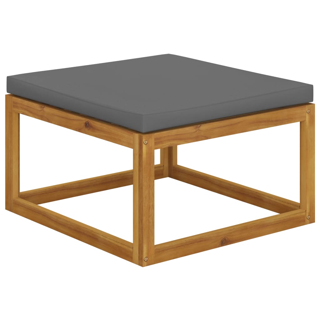 Hocker mit Dunkelgrauem Kissen Massivholz Akazie Hocker mit Dunkelgrauem Kissen Massivholz Akazie