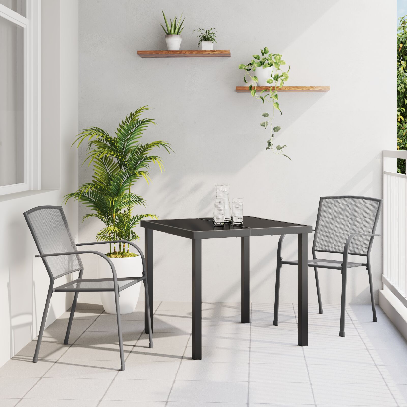 3-teiliges Garten-Essenset Anthrazit Stahl 3-teiliges Garten-Essenset Anthrazit Stahl