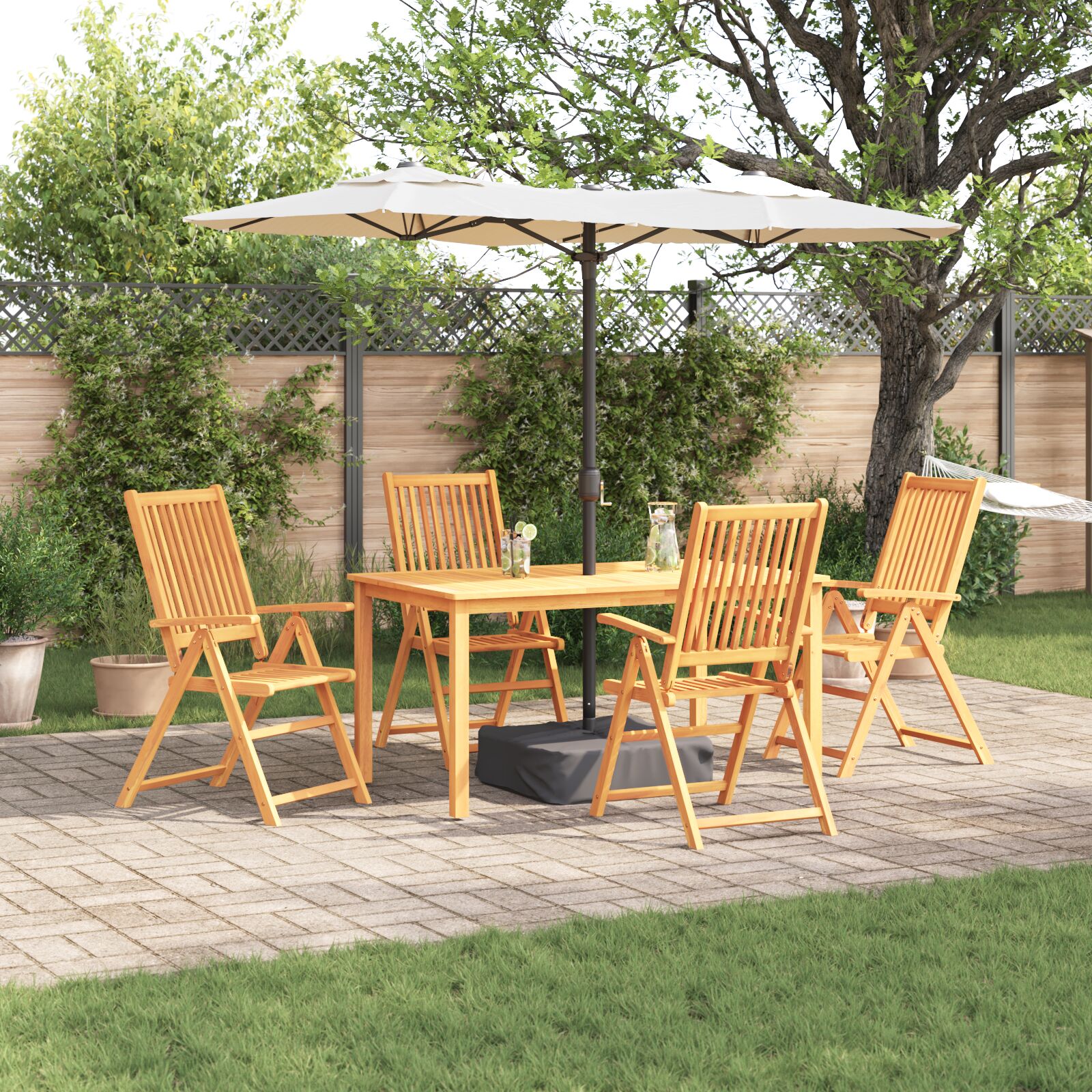 vidaXL 5-teiliges Gartentisch-Set aus massivem Akazienholz, faltbar vidaXL 5-teiliges Gartentisch-Set aus massivem Akazienholz, faltbar