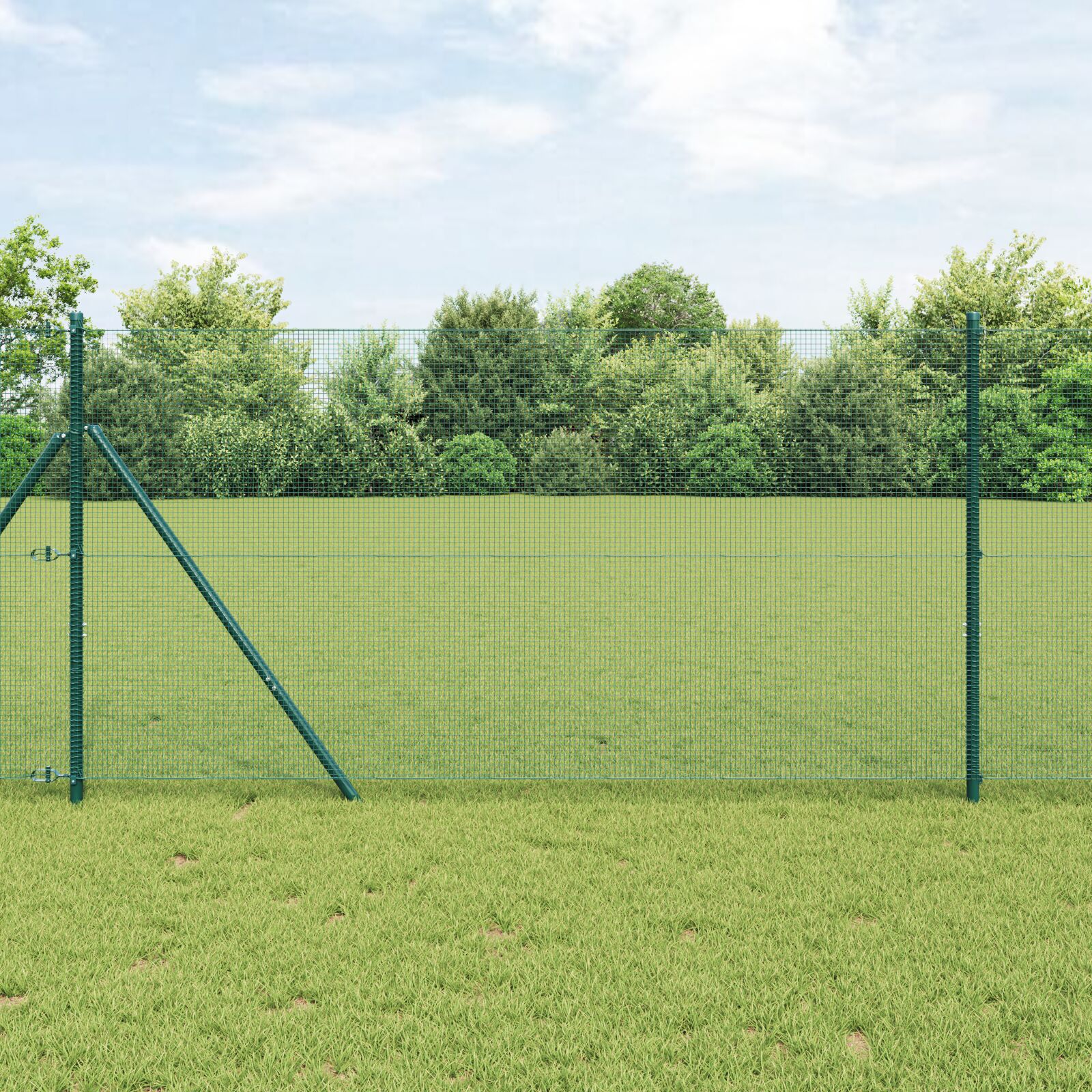 Geschweißter Drahtzaun mit 7 Pfosten Grün 1,4x10 m Stahl