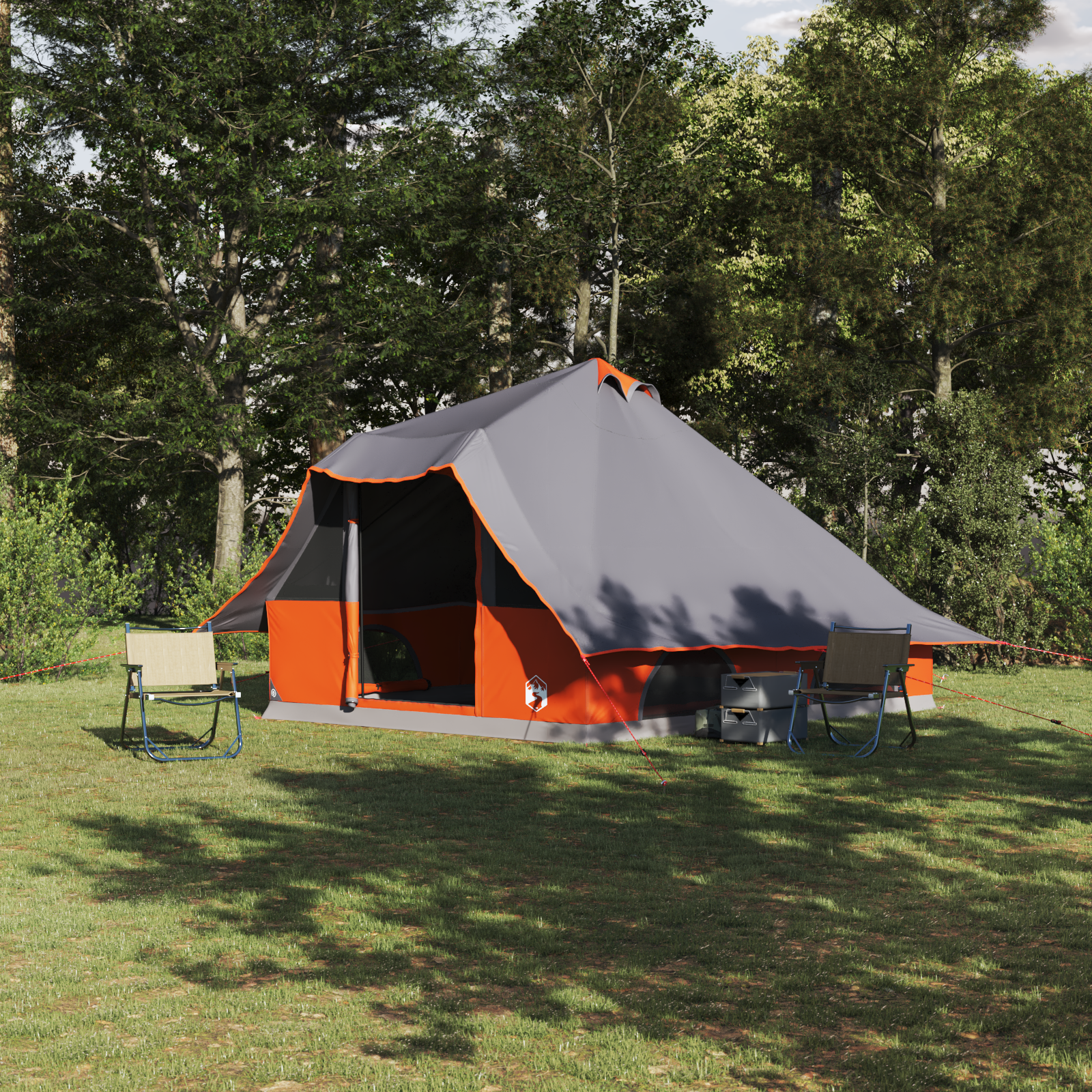 Familienzelt Tipi Grau und Orange 8-Personen Wasserfest