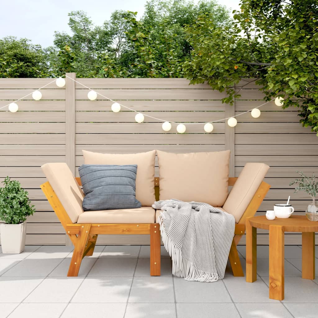 Gartenbank mit Kissen 2-in-1 Massivholz Akazie Gartenbank mit Kissen 2-in-1 Massivholz Akazie