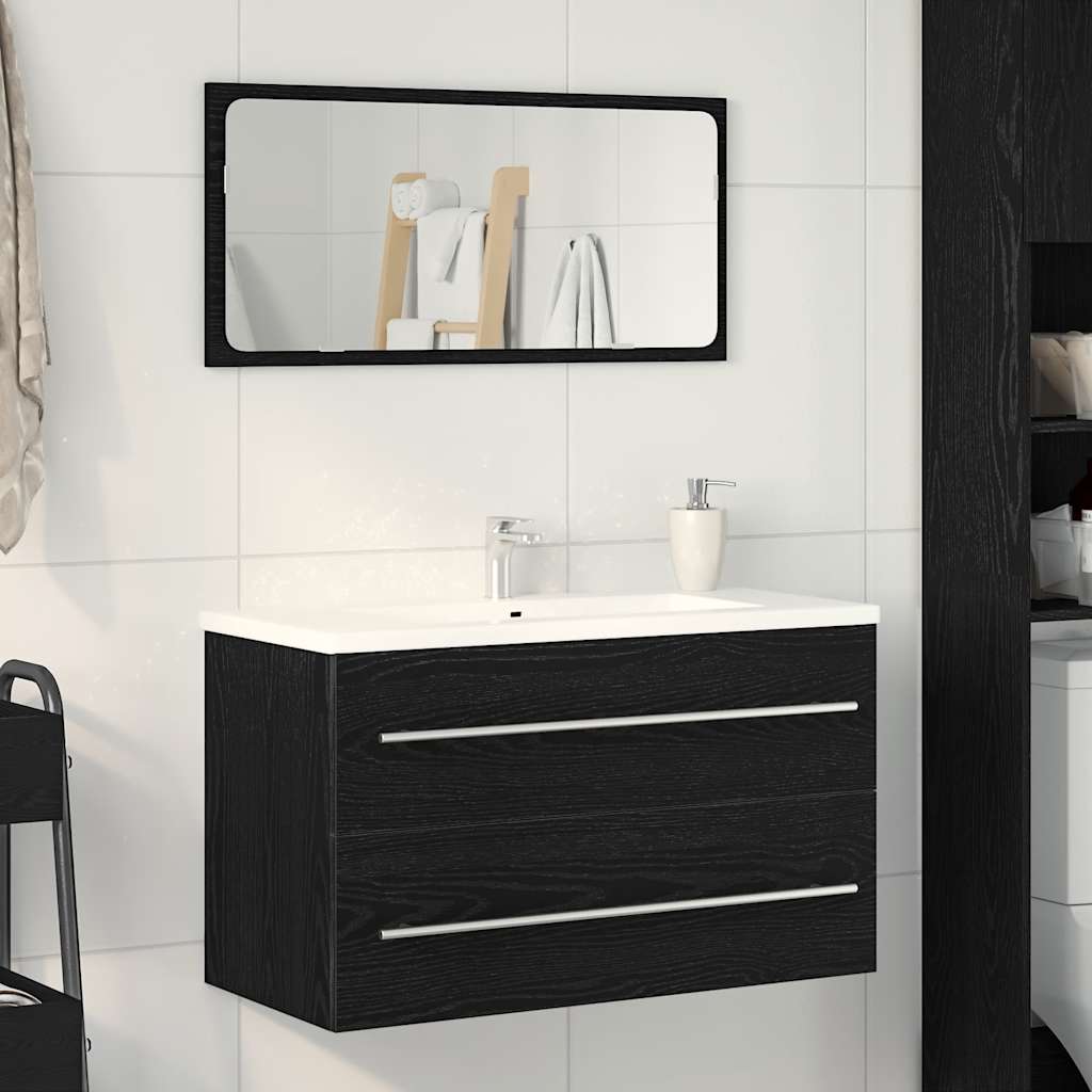 Waschbeckenunterschrank Eiche schwarz 80x38,5x48 cm Holzwerkstoff