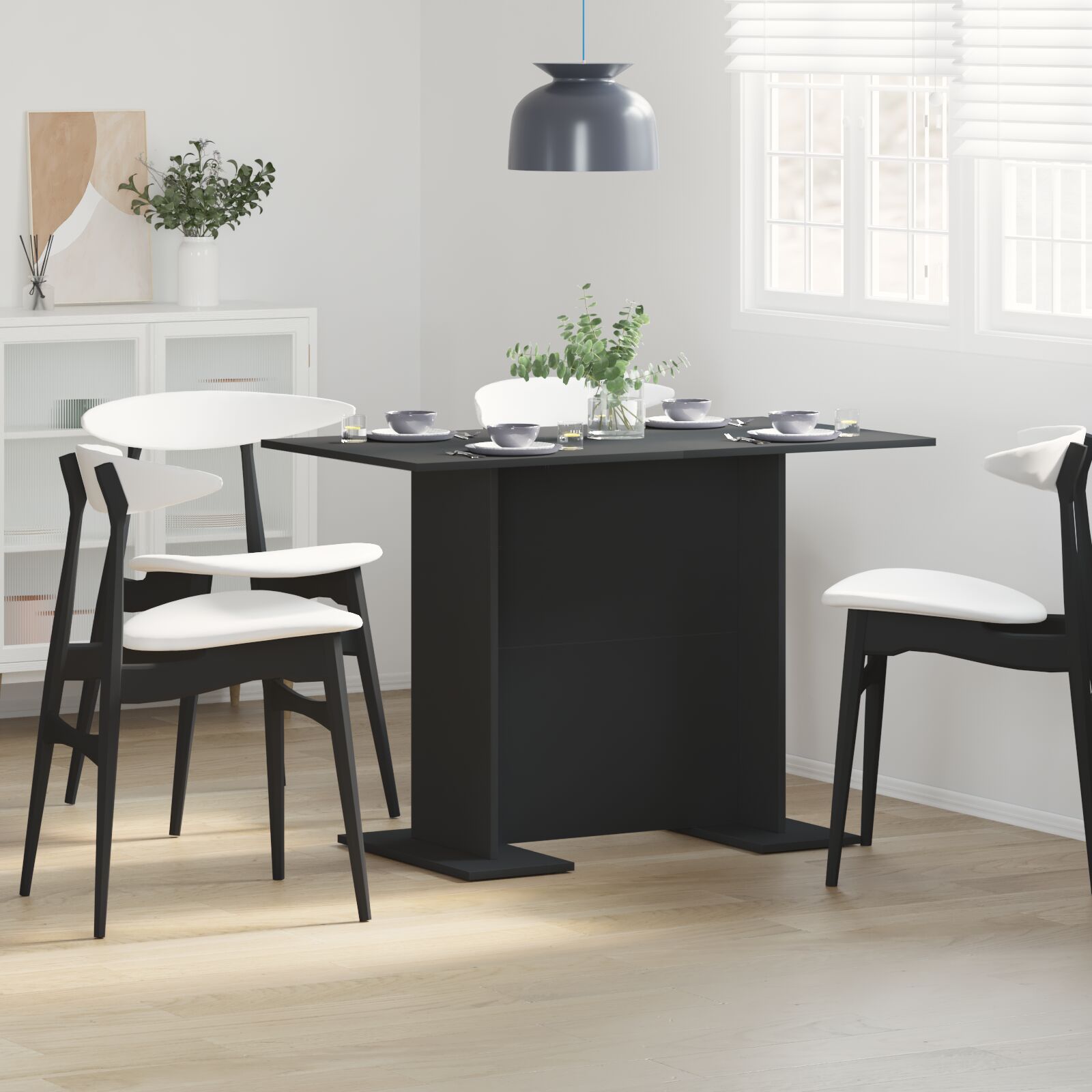vidaXL Esstisch Schwarz PB