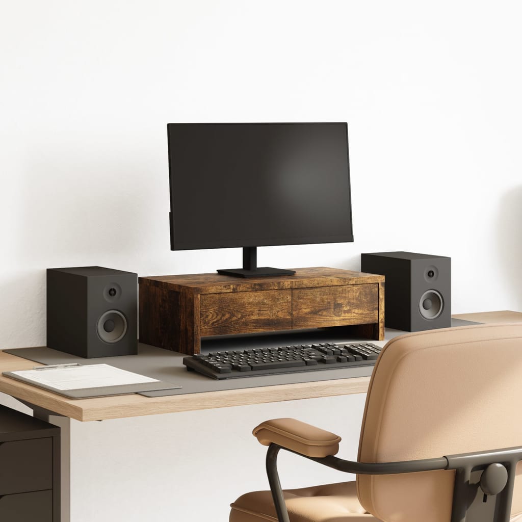 Monitorständer mit Schubladen Räuchereiche 50x27x15 cm Monitorständer mit Schubladen Räuchereiche 50x27x15 cm