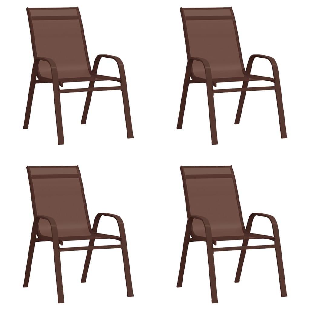 Stapelbare Gartenstühle 4 Stk. Braun Textilene Stapelbare Gartenstühle 4 Stk. Braun Textilene