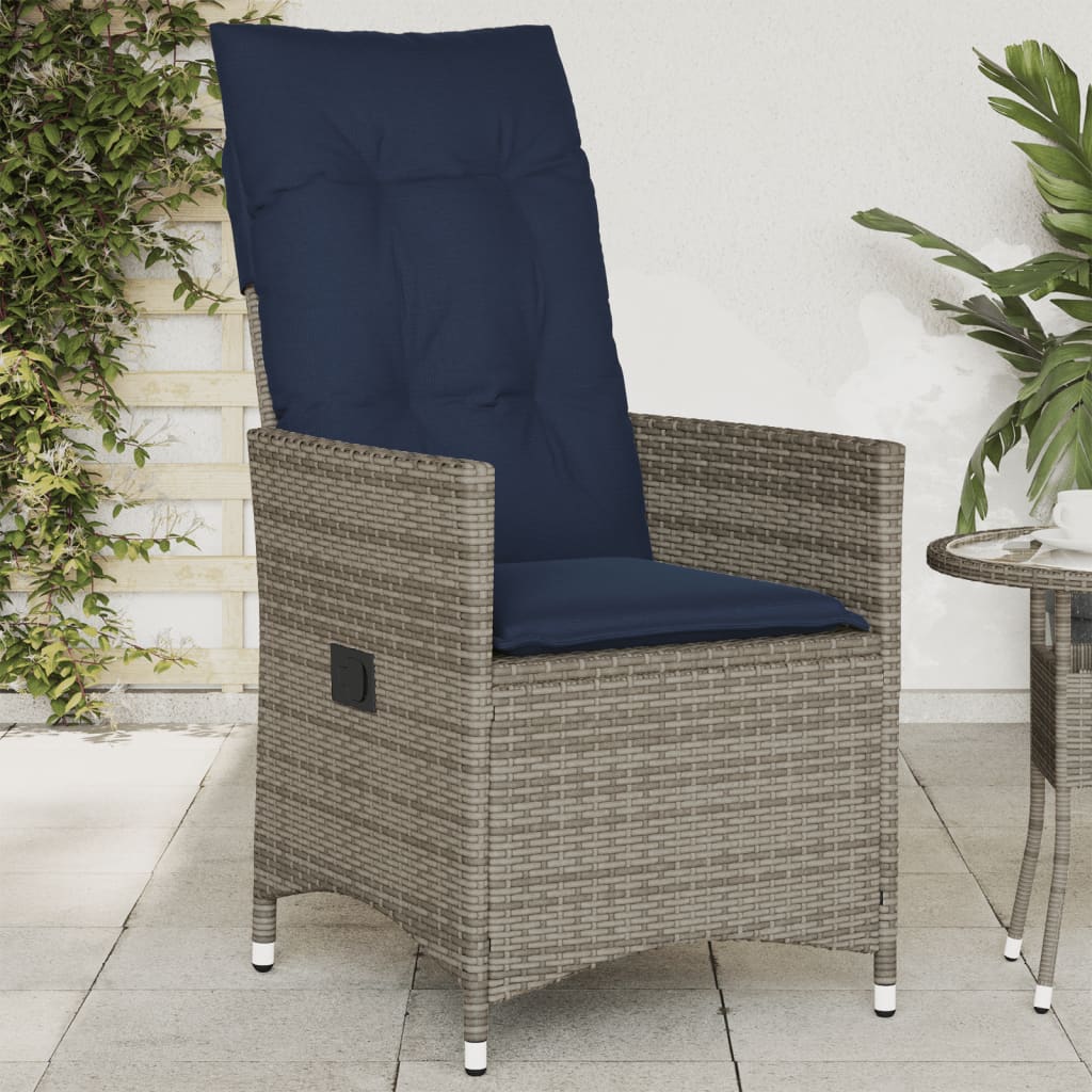 Gartensessel Verstellbar mit Kissen Grau Poly Rattan Gartensessel Verstellbar mit Kissen Grau Poly Rattan