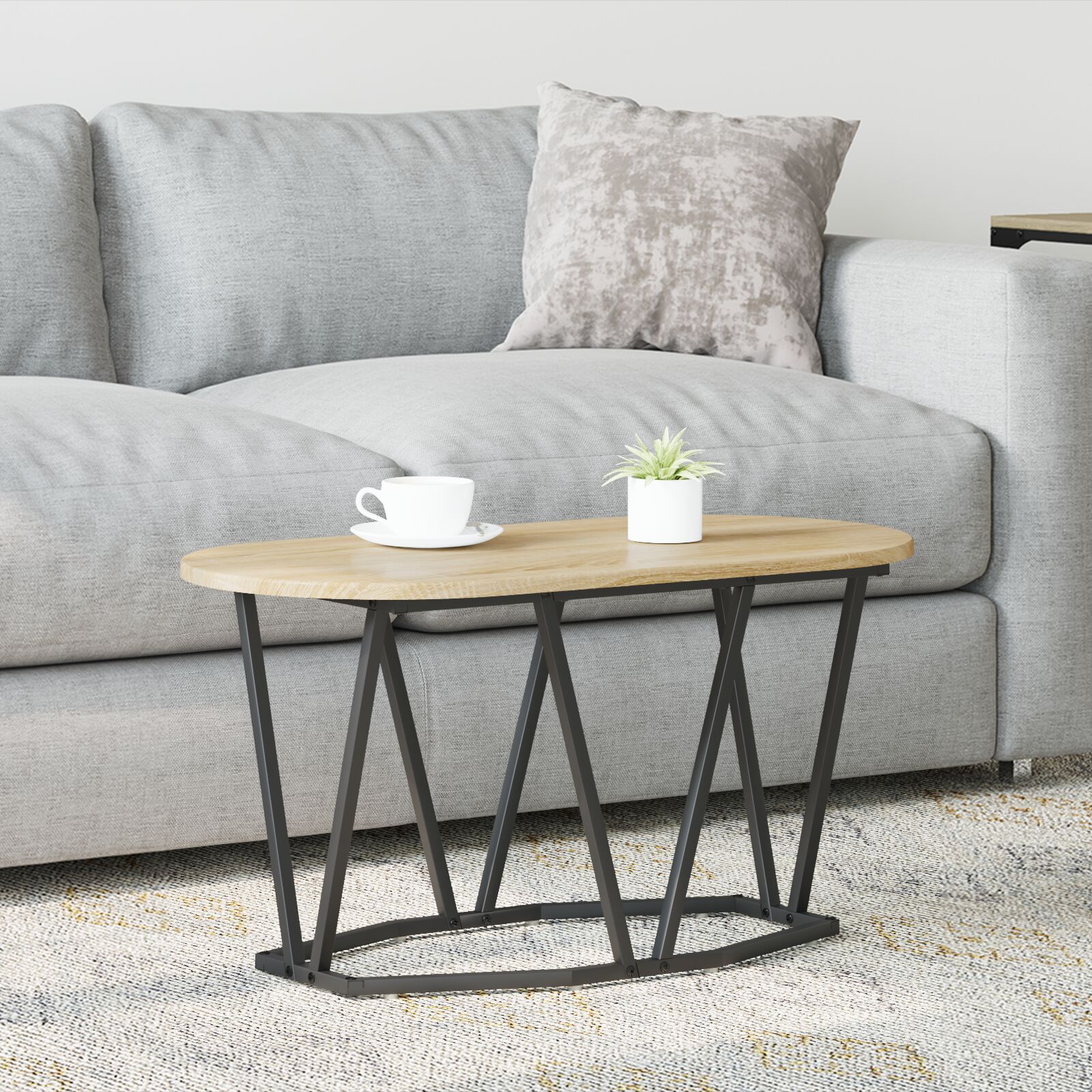 vidaXL Couchtisch aus Sonoma Eiche 80x40x40,5 cm, Holzwerkstoff und Metall