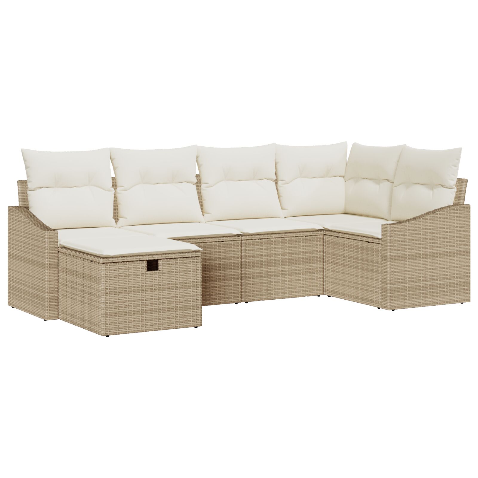 6-teiliges Garten-Sofa-Set mit Kissen Beige Poly Rattan