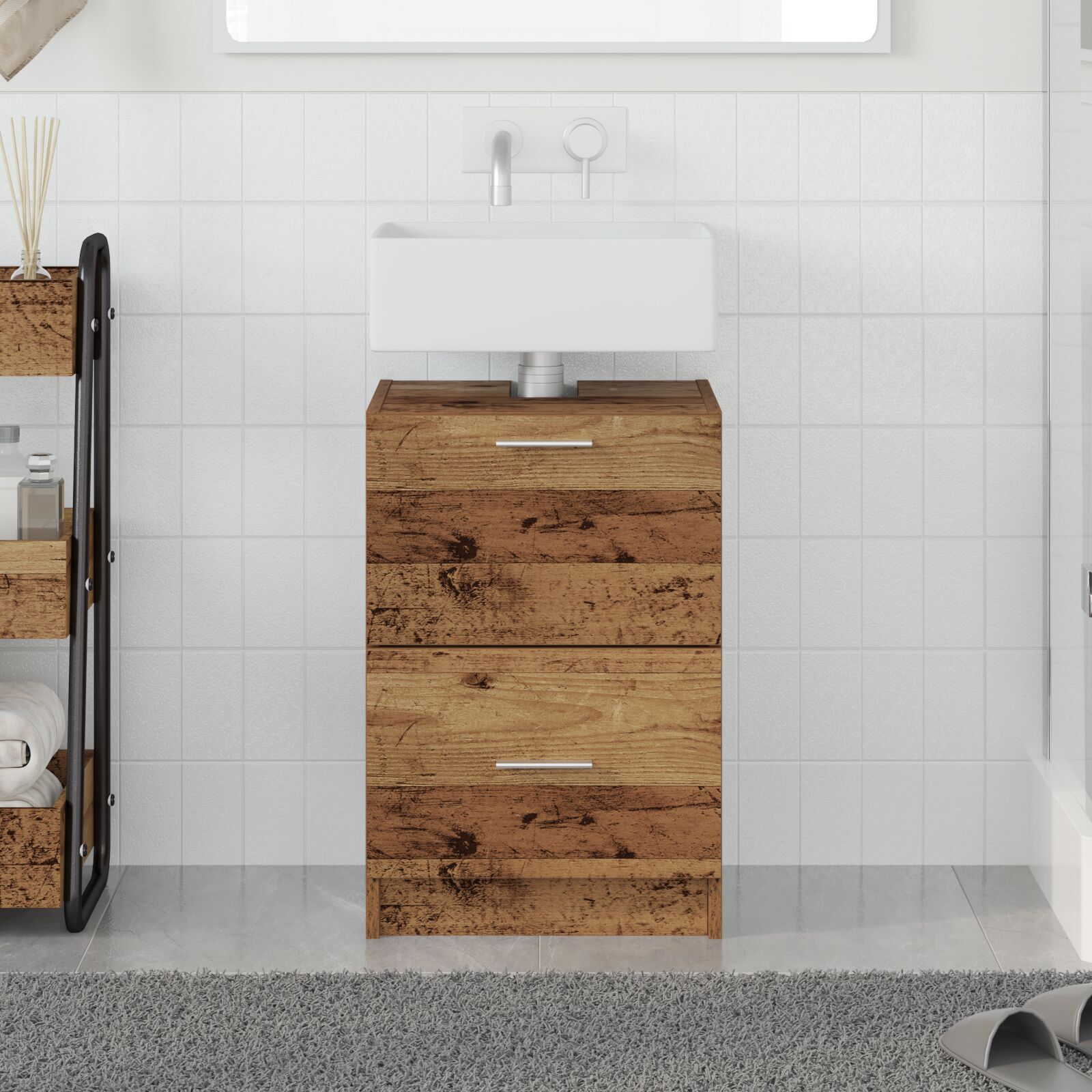 Waschbecken Schrank Altholz 40x37x59 cm Schichtstoff