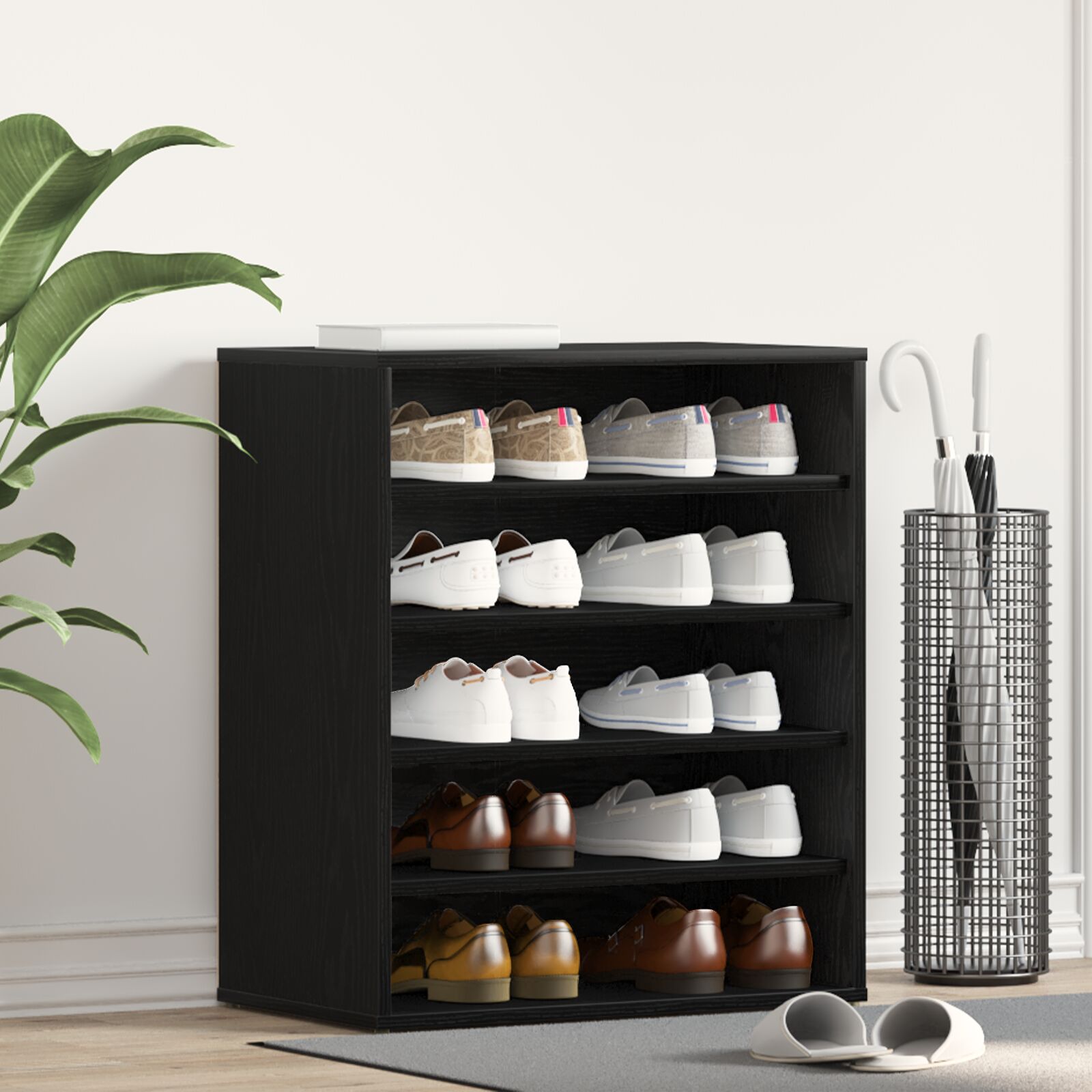 vidaXL Schuhschrank Schwarze Eiche 60x35x70 cm Holzwerkstoff