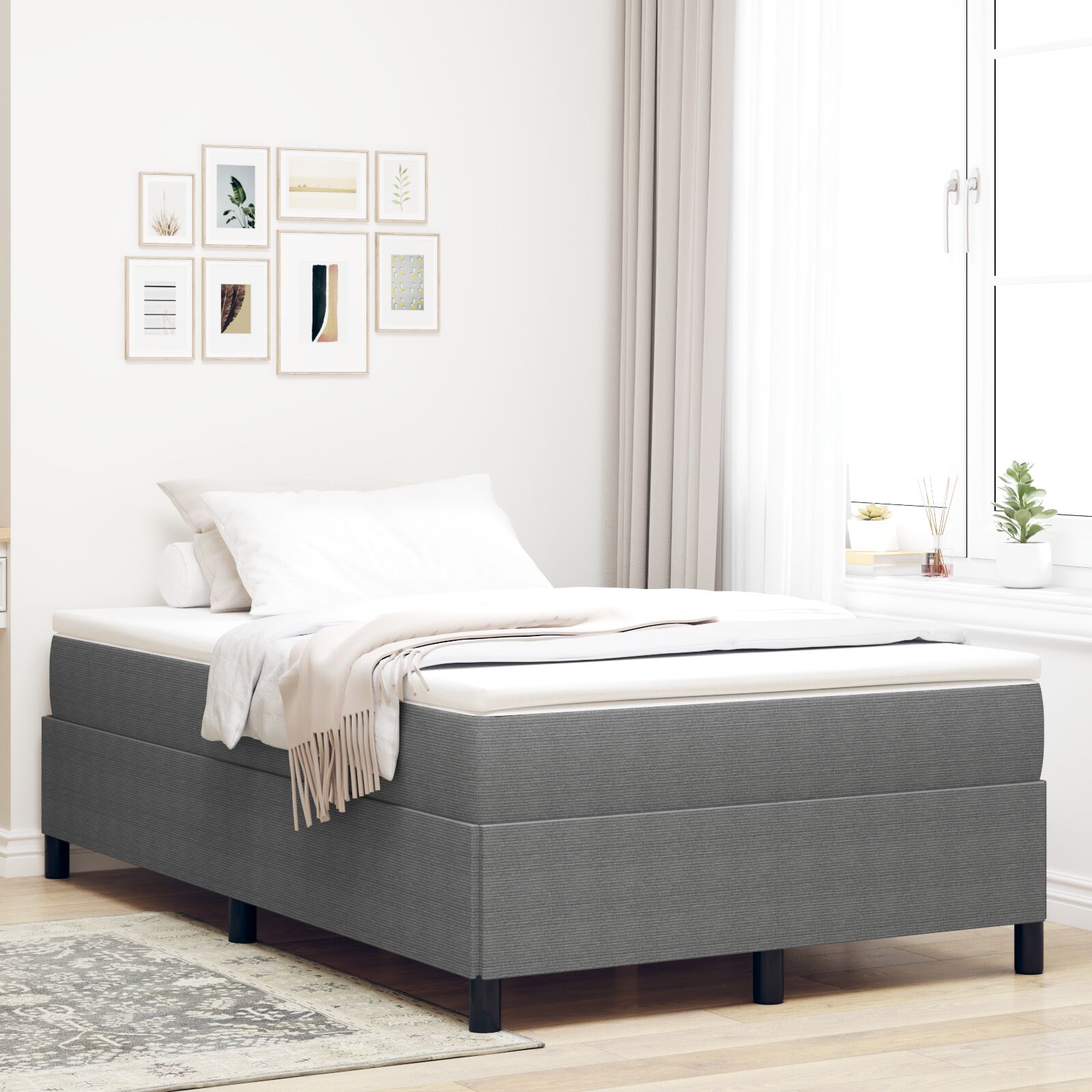Bettgestell Hellgrau 120x200 cm Cord-Stoff