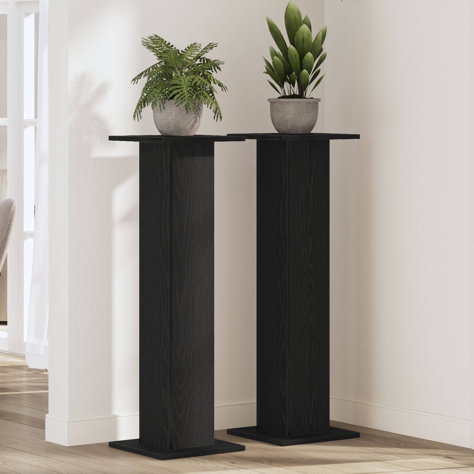 vidaXL Pflanzenständer 2 Stück Schwarz Eiche 30x30x95 cm Holzwerkstoff