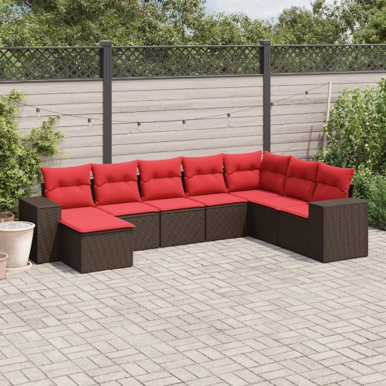 8-teiliges Gartensofa-Set mit Kissen, braun, Polyrattan 8-teiliges Gartensofa-Set mit Kissen, braun, Polyrattan