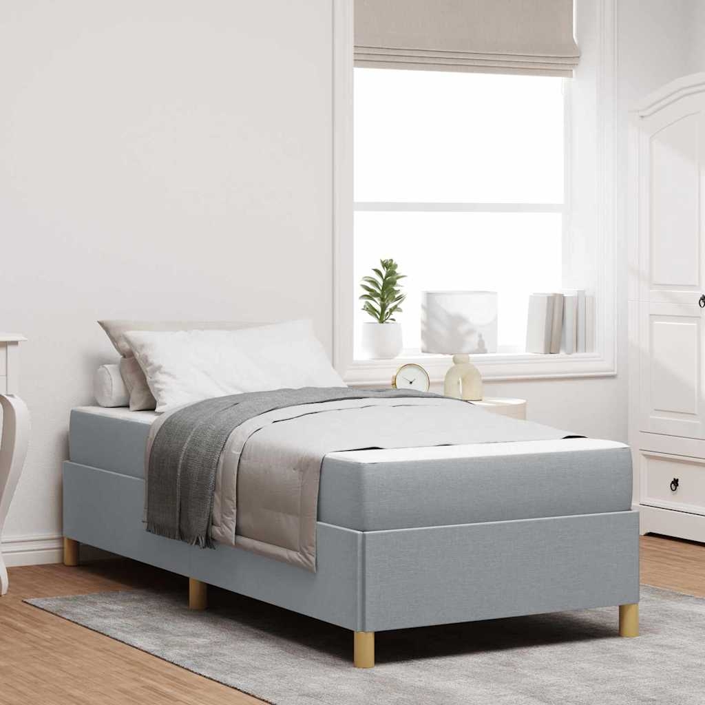 Boxspringbett Sonstiges Hellgrau und Weiß 100 x 200 cm Stoff