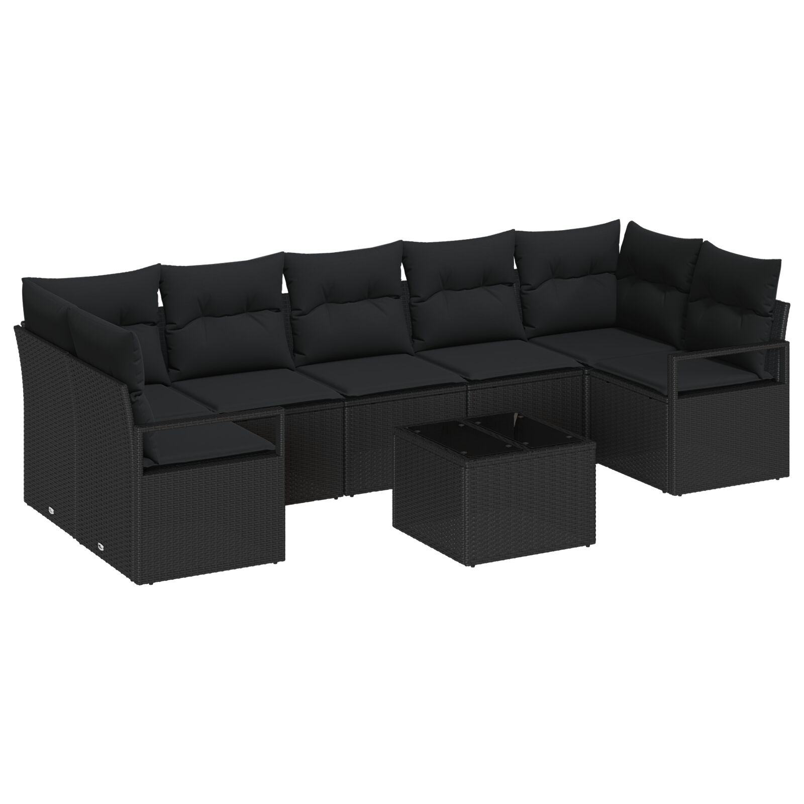 8-teiliges Garten Sofa Set mit Kissen Schwarz Poly Rattan, 2-Sitzer Garten Sofa mit Kissen Schwarz Poly Rattan 8-teiliges Garten Sofa Set mit Kissen Schwarz Poly Rattan, 2-Sitzer Garten Sofa mit Kissen Schwarz Poly Rattan